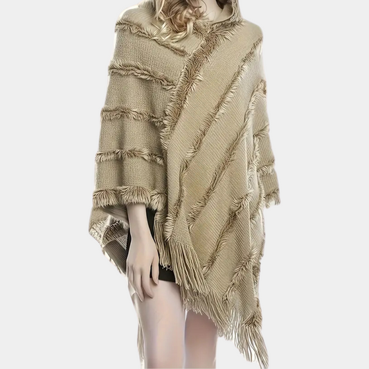 Khaki Poncho - Stylish Soft Wrap For Ladies