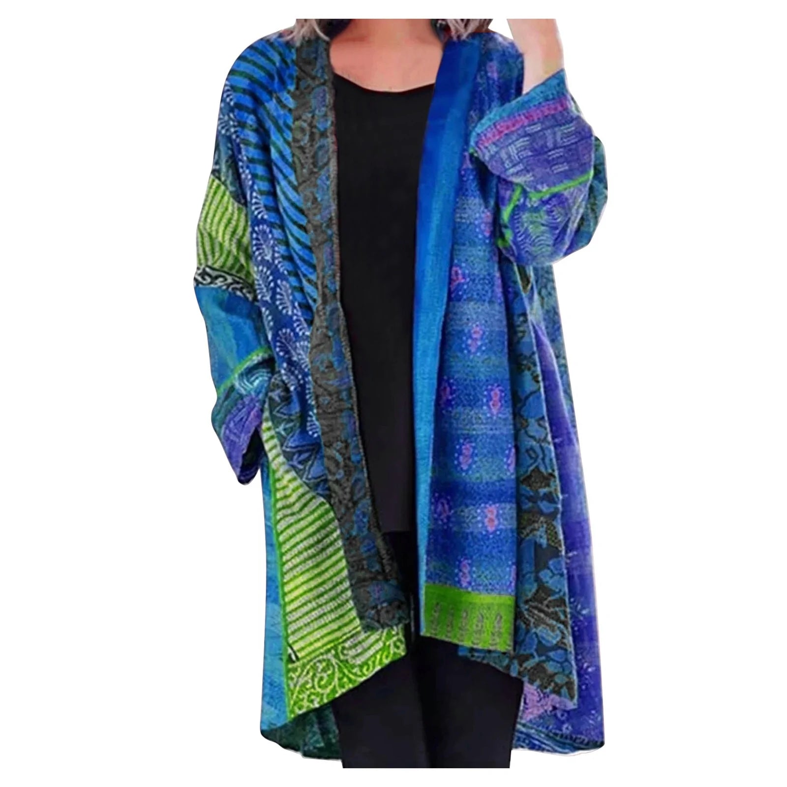 Kimono Style Cardigan - Vibrant Patterned Ladies Cover-Up