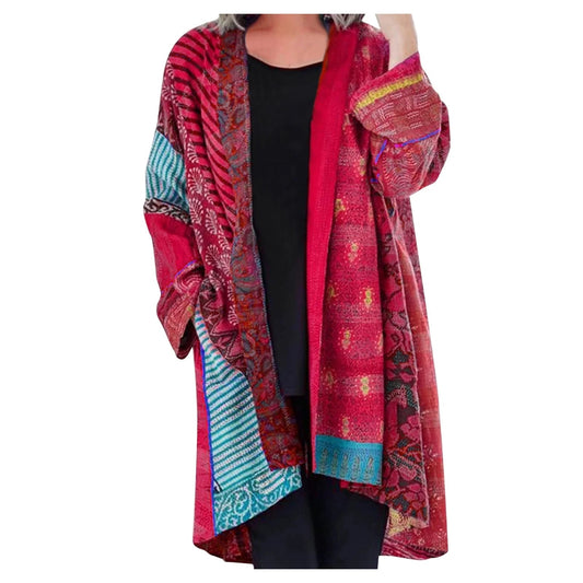Kimono Style Cardigan - Vibrant Patterned Ladies Cover-Up