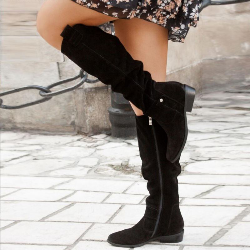Knee-High Suede Boots - Stylish Brown Ladies Fashion Boots