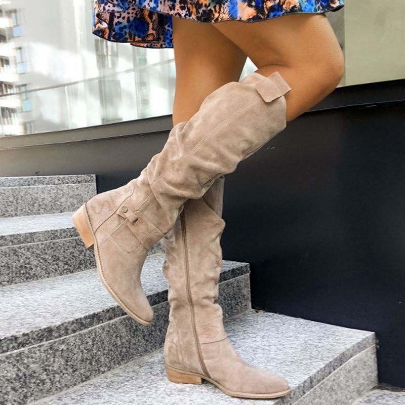Knee-High Suede Boots - Stylish Brown Ladies Fashion Boots