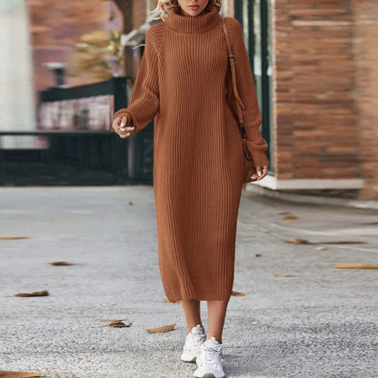 Knitted Dress - Elegant Long Ladies Sweater Dress