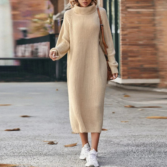 Knitted Dress - Elegant Long Ladies Sweater Dress