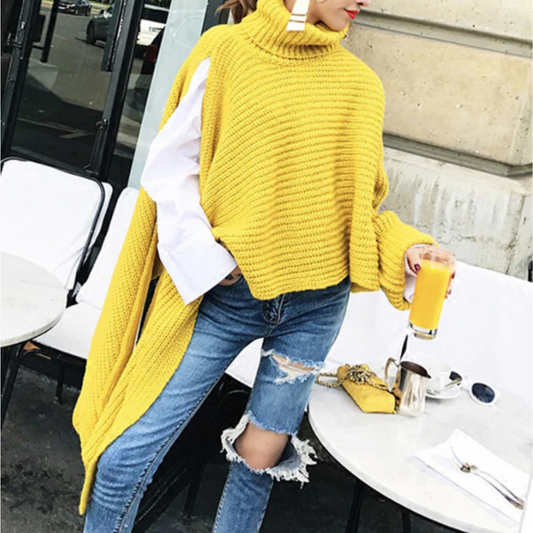 Knitted Poncho - Stylish Ladies Oversized Sweater