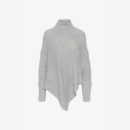 Knitted Poncho With Roll Neck - Elegant Ladies Jumper