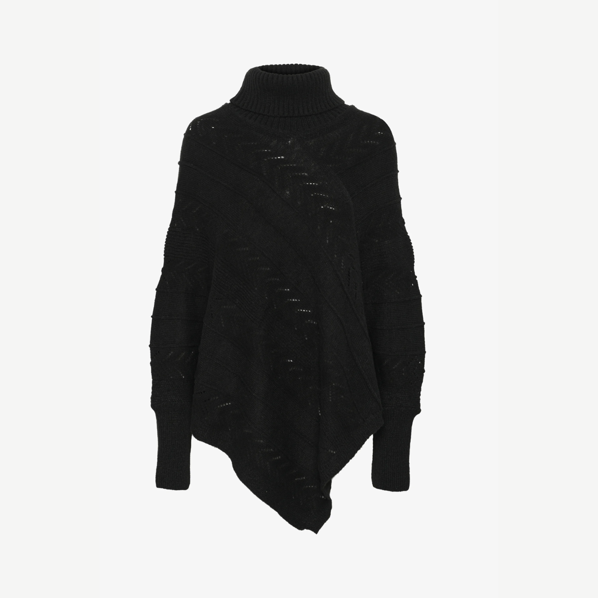 Knitted Poncho With Roll Neck - Elegant Ladies Jumper