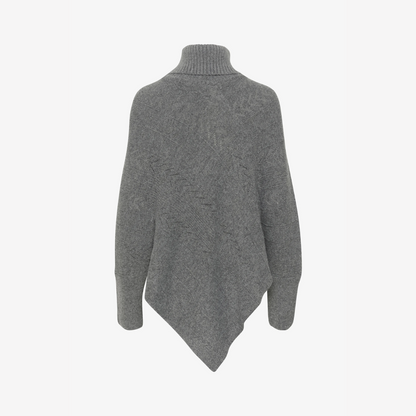 Knitted Poncho With Roll Neck - Elegant Ladies Jumper