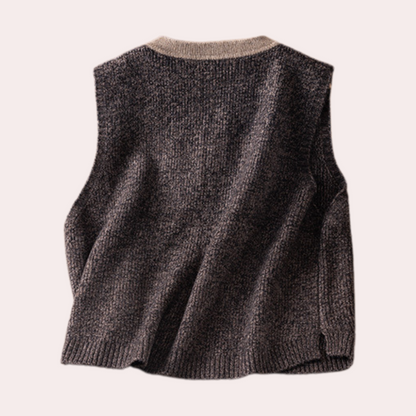 Knitted Sleeveless Vest - Ladies Elegant Cardigan Top