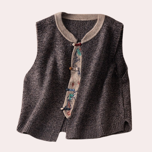 Knitted Sleeveless Vest - Ladies Elegant Cardigan Top