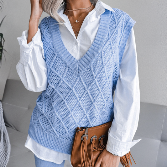 Knitted Vest - Chic Sleeveless Ladies Jumper