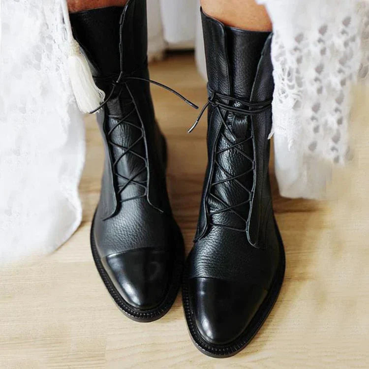 Lace-up ankle boots - vintage-style ladies footwear
