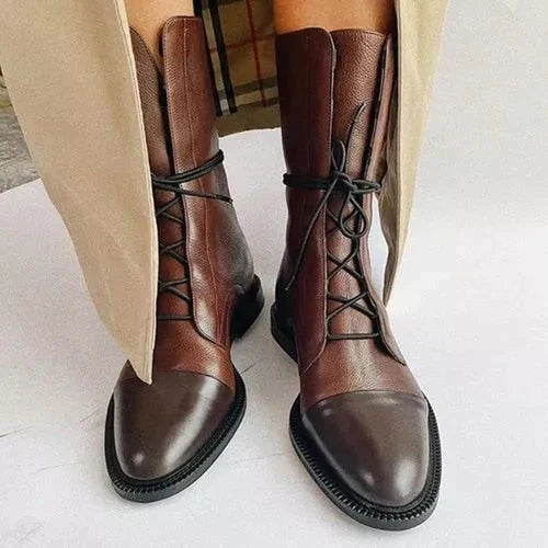 Lace-up ankle boots - vintage-style ladies footwear
