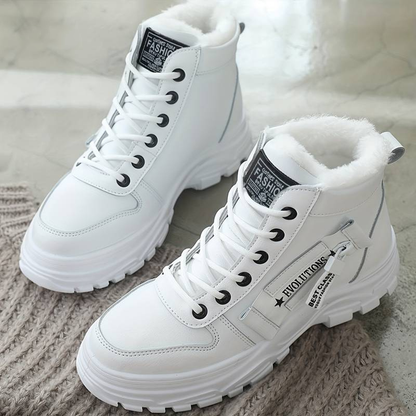 Ladies' ankle boots - cozy high-top lace-up footwear