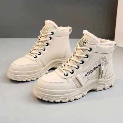 Ladies' ankle boots - cozy high-top lace-up footwear