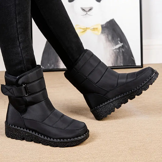 Ladies' black insulated winter boots - warm, non-slip, waterproof