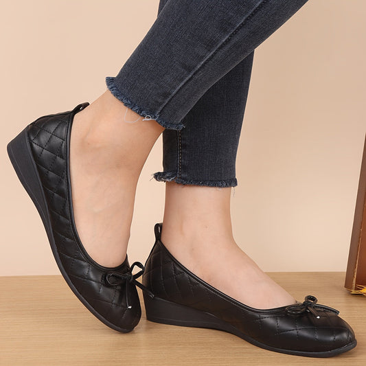 Ladies Black Quilted Slip-On Shoes - Elegant Lightweight Cozy Footwear