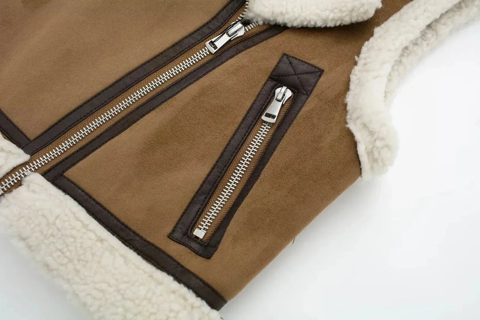 Ladies Brown Shearling-Lined Vest - Chic Faux Leather Layering Piece