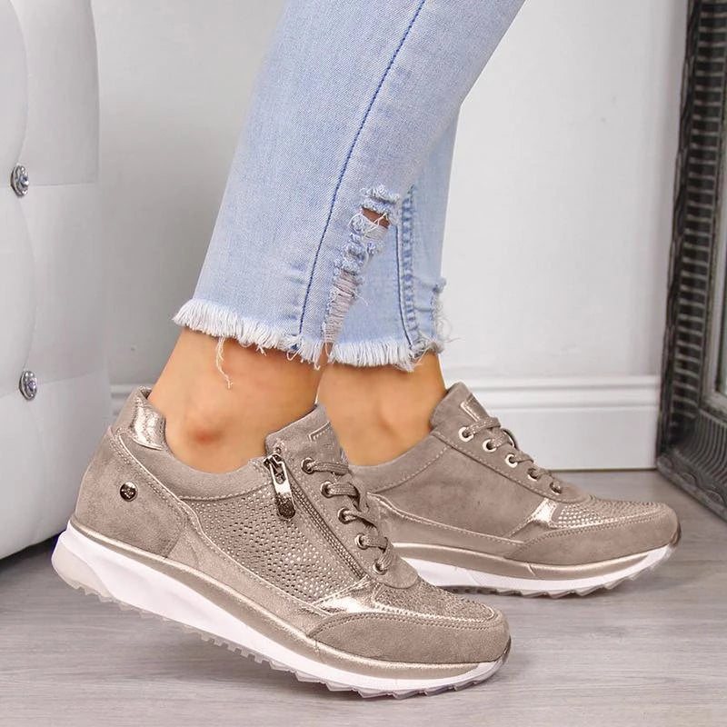 Ladies' casual lace-up trainers - stylish lightweight footwear