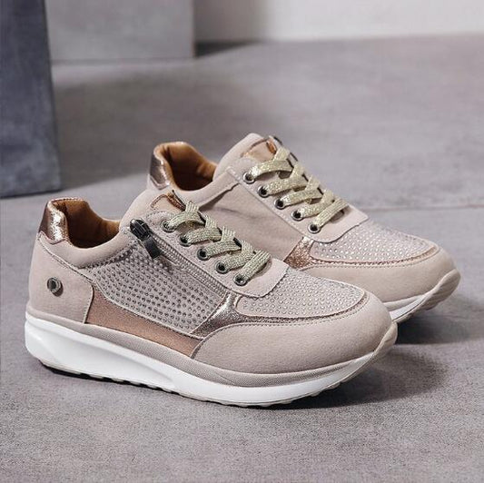 Ladies' casual lace-up trainers - stylish lightweight footwear