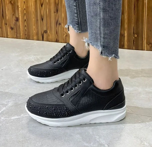 Ladies' casual sneakers - cozy lace-up footwear for everyday wear