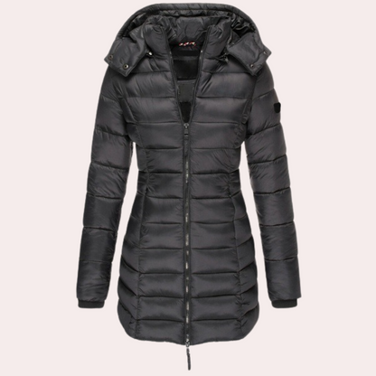 Ladies down jacket - stylish long padded coat for winter