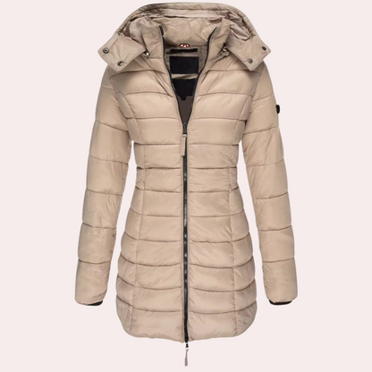 Ladies down jacket - stylish long padded coat for winter