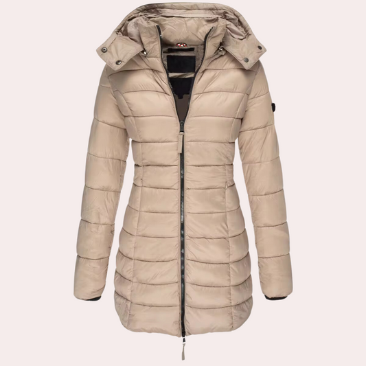 Ladies down jacket - stylish long padded coat for winter