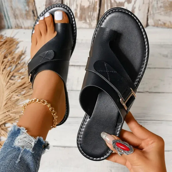 Ladies Leather Sandals - Stylish Summer Slip-On Footwear