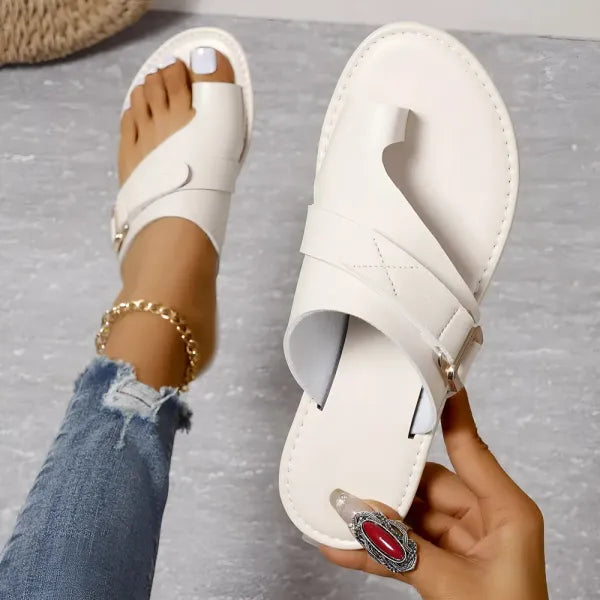 Ladies Leather Sandals - Stylish Summer Slip-On Footwear