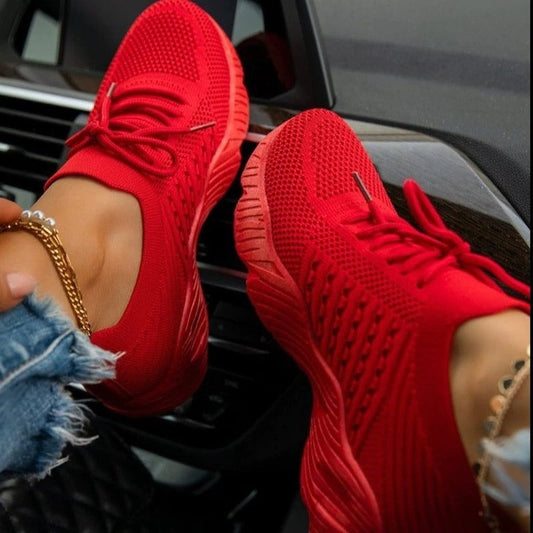 Ladies' Lightweight Mesh Trainers - Cozy Lace-Up Sports Shoes