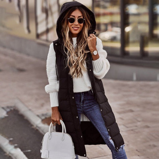 Ladies Padded Gilet - Stylish Long Sleeveless Vest For Women