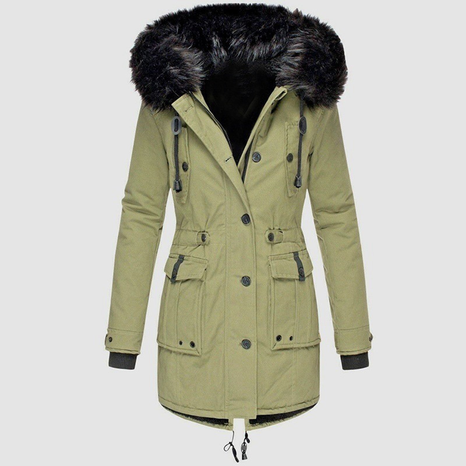 Ladies Parka Coat - Cozy Hooded Outdoor Jacket With Faux Fur Trim
