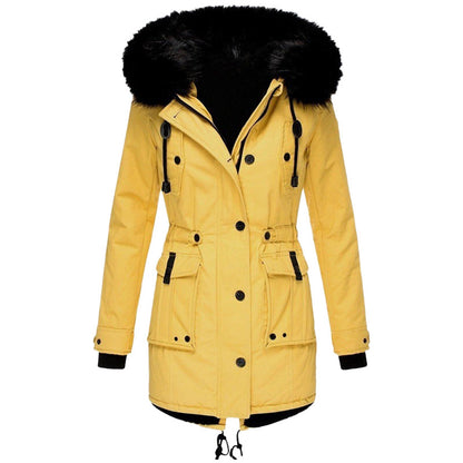 Ladies Parka Coat - Cozy Hooded Outdoor Jacket With Faux Fur Trim