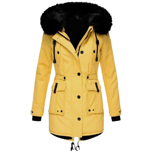 Ladies Parka Coat - Cozy Hooded Outdoor Jacket With Faux Fur Trim