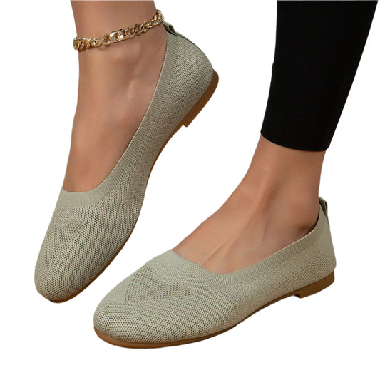 Ladies Slip-On Flats - Lightweight Knitted Shoes For Everyday Wear