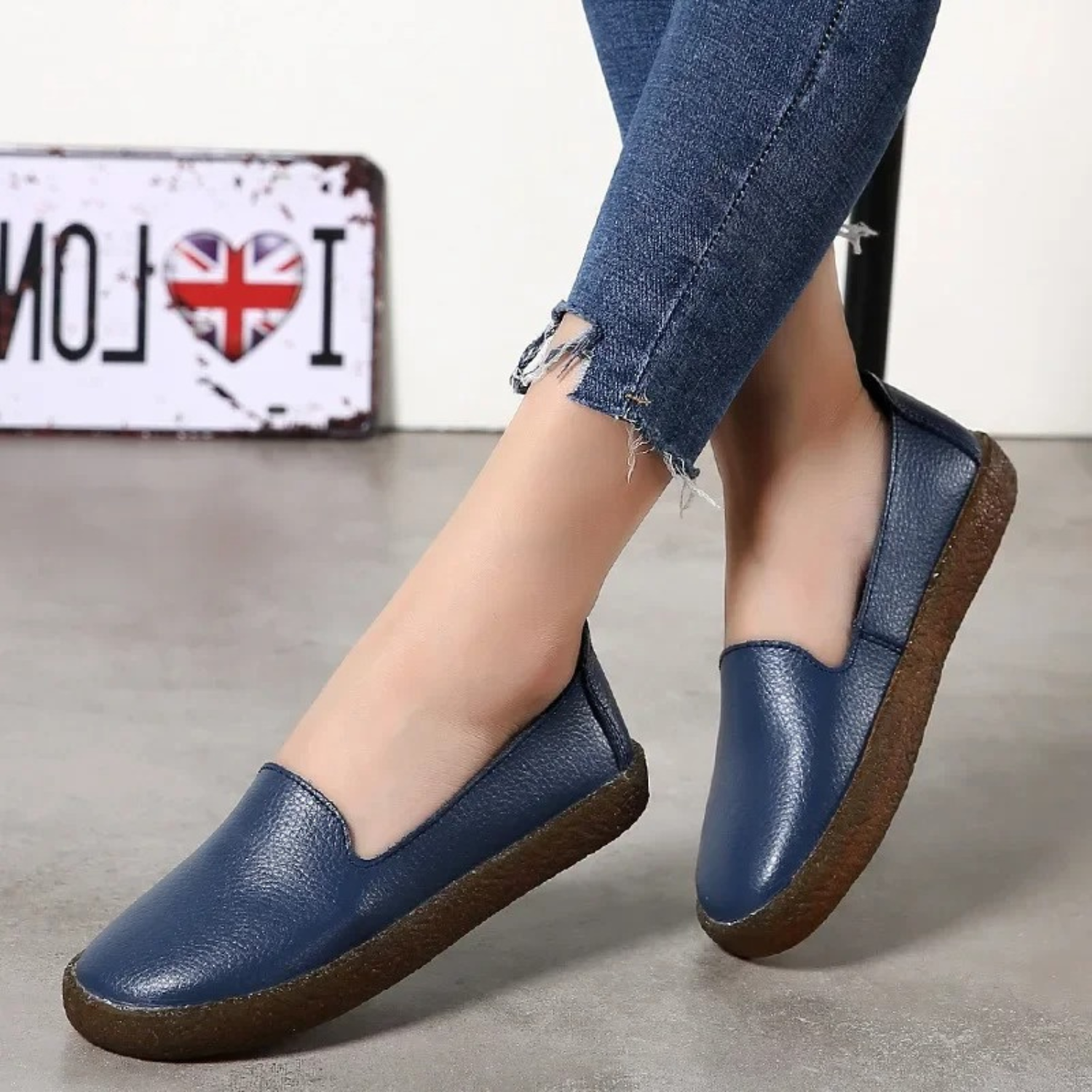 Ladies Slip-On Shoes - Sleek Leather Loafers For Casual Wear