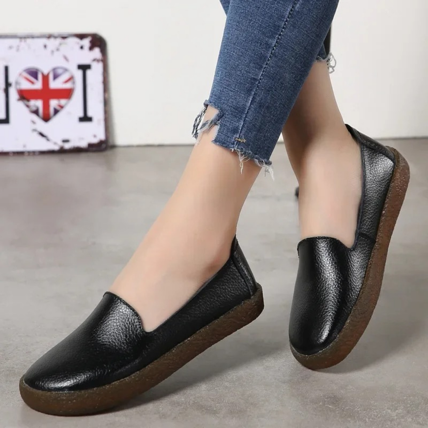 Ladies Slip-On Shoes - Sleek Leather Loafers For Casual Wear
