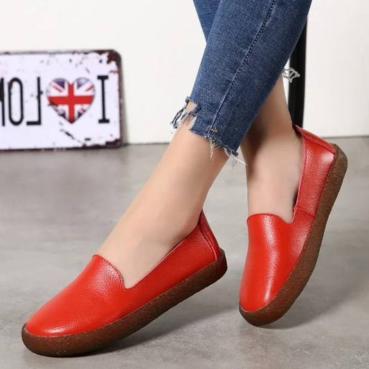 Ladies Slip-On Shoes - Sleek Leather Loafers For Casual Wear