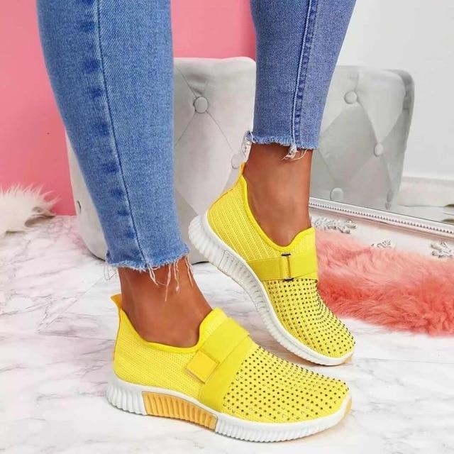 Ladies Slip-On Sneakers - Breathable Lightweight Casual Shoes