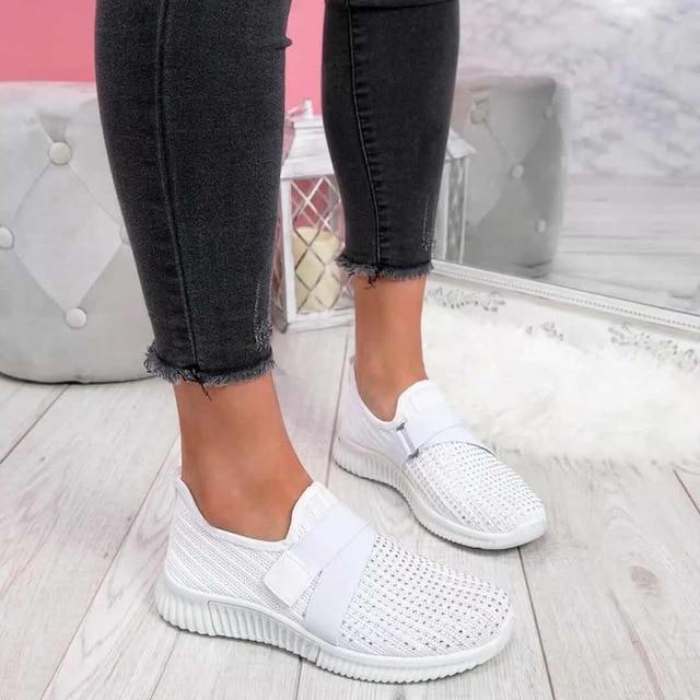 Ladies Slip-On Sneakers - Breathable Lightweight Casual Shoes