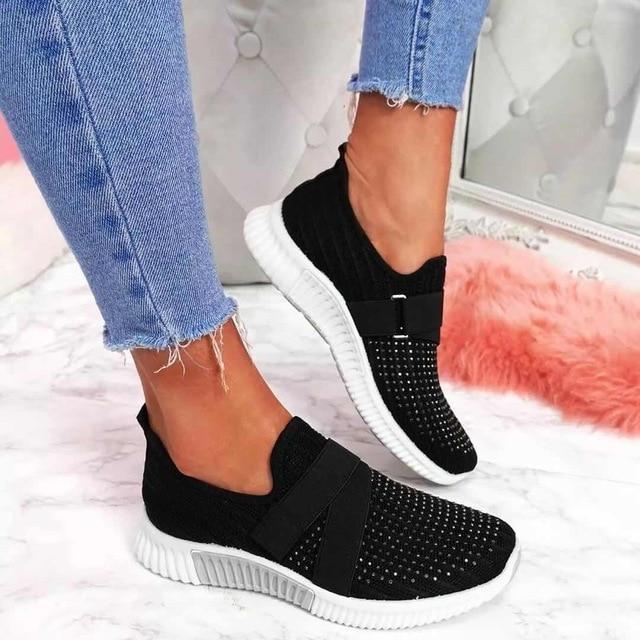 Ladies Slip-On Sneakers - Breathable Lightweight Casual Shoes