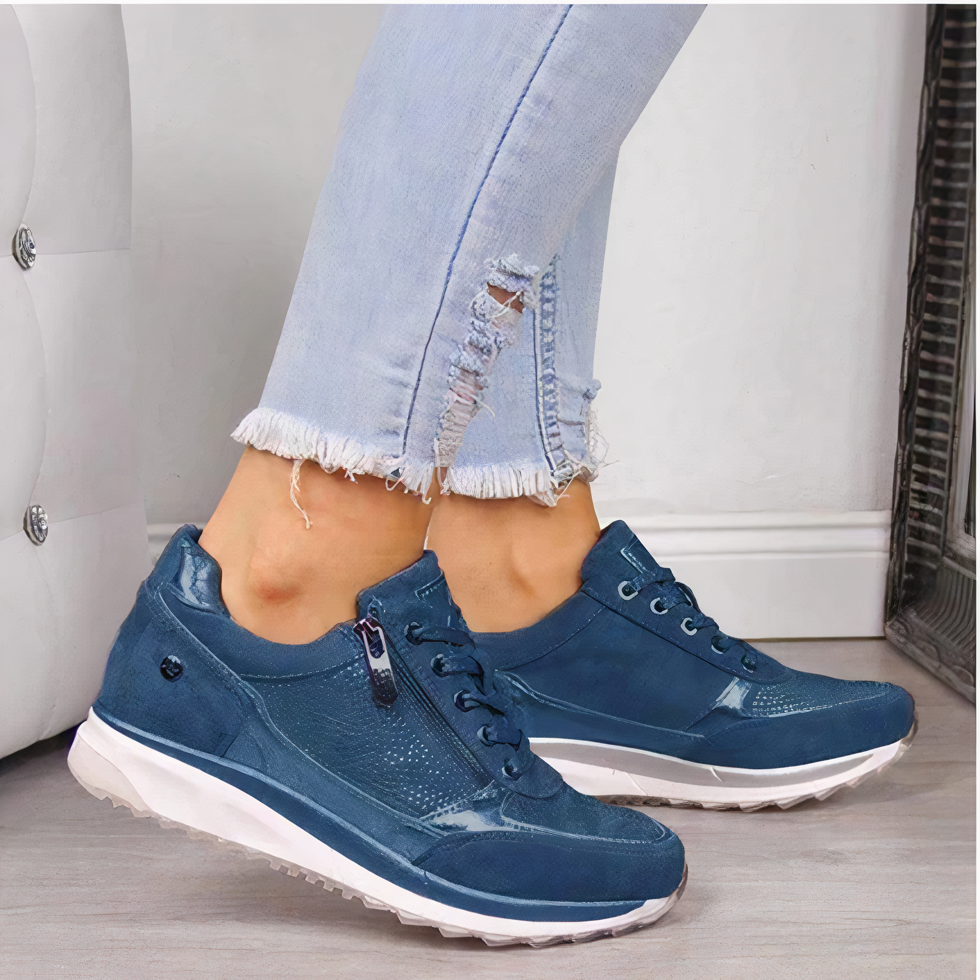 Ladies Sneakers - Stylish Grey Casual Footwear For Cozy