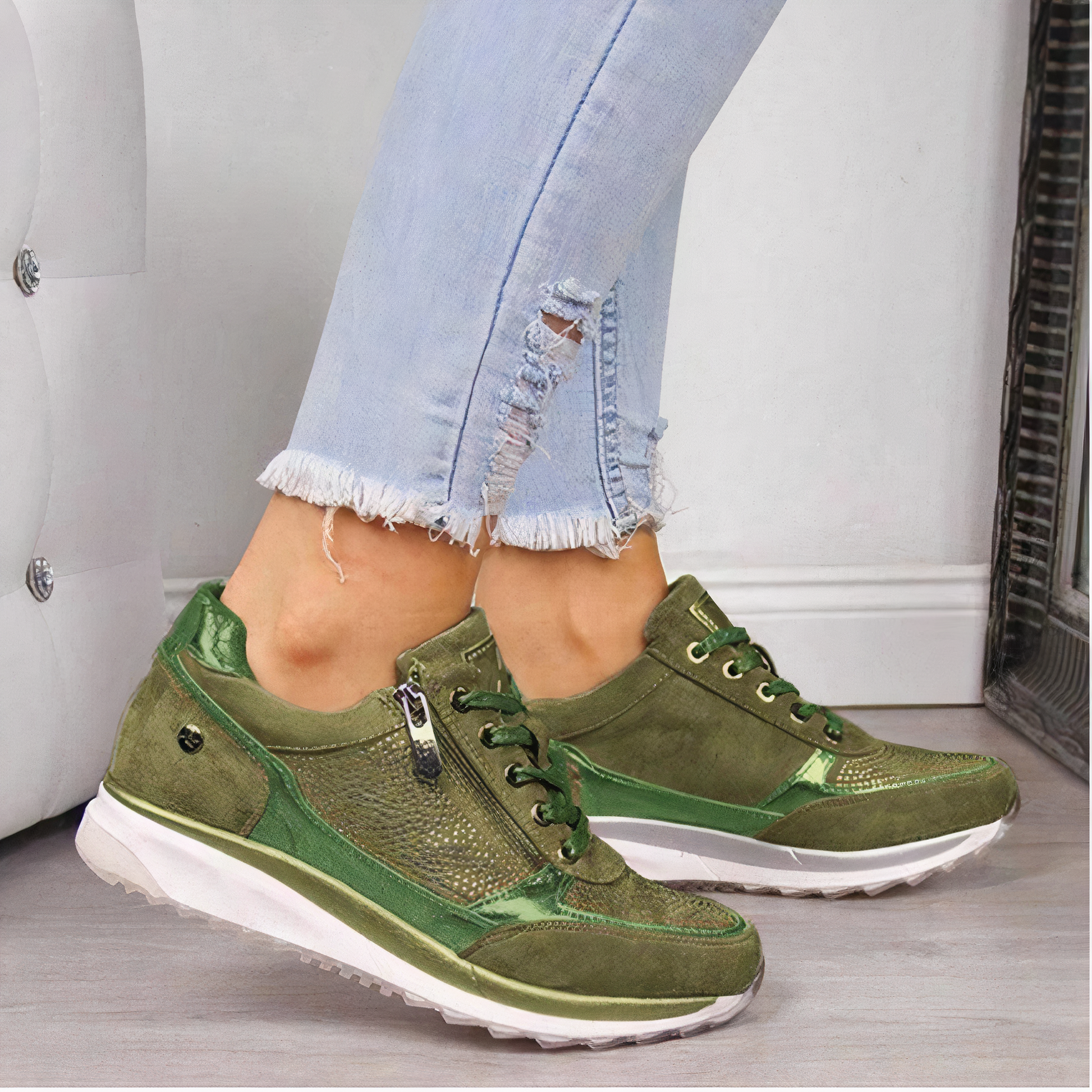 Ladies Sneakers - Stylish Grey Casual Footwear For Cozy