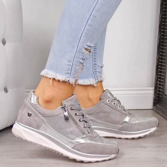 Ladies Sneakers - Stylish Grey Casual Footwear For Cozy