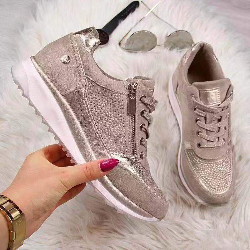 Ladies Trainers - Versatile Grey Lace-Up Footwear With Great Support
