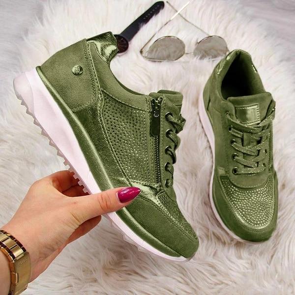 Ladies Trainers - Versatile Grey Lace-Up Footwear With Great Support