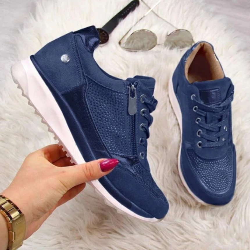 Ladies Trainers - Versatile Grey Lace-Up Footwear With Great Support