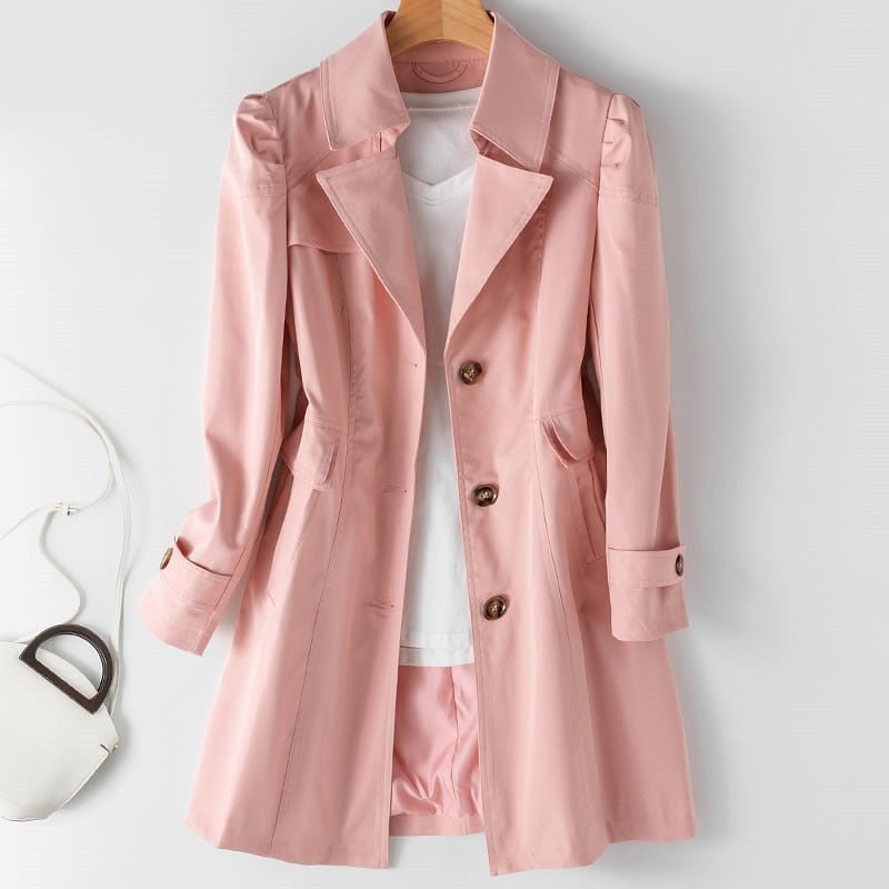 Ladies Trench Coat - Chic Long Lightweight Outerwear
