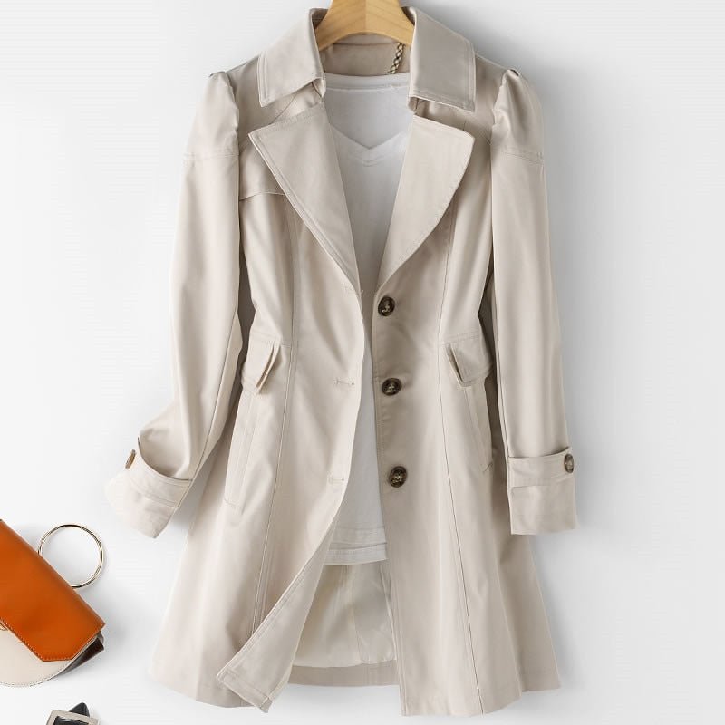 Ladies Trench Coat - Chic Long Lightweight Outerwear