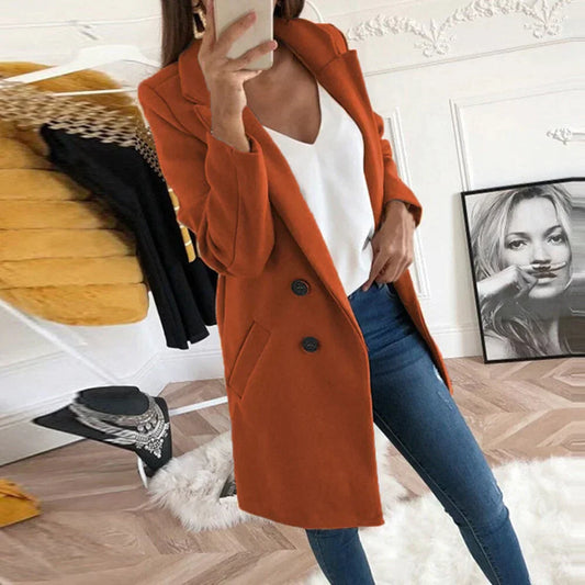 Ladies Trench Coat - Elegant Double-Breasted Outerwear